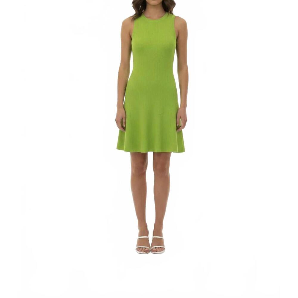 NEW SAINTS & HEARTS sleeveless ribbed swing dress in lime